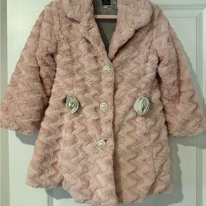 Kids Pink Faux Fur Coat